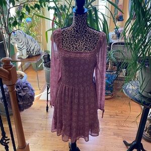 As U Wish Long Sleeve Dress - Mauve Pattern